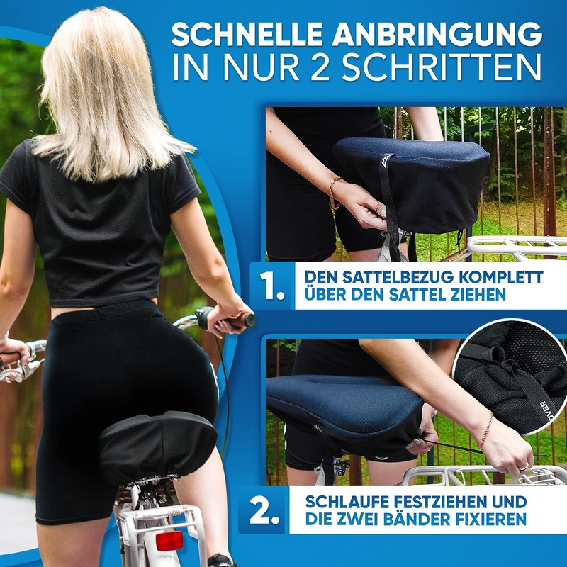 NEXTCOVER® Universal Gel Bicycle Saddle Cover Including Rain Cover [Memory