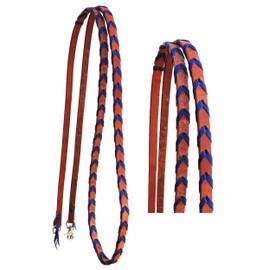 CHALLENGER Horse Western Amish Leather Blue Laced Barrel Contest Reins 6686RB