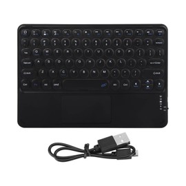 Wireless Keyboard 10in Round Keycap Touchpad Function Portable Widening Enlarging Waterproof Dustproof Laptop Keyboard Black