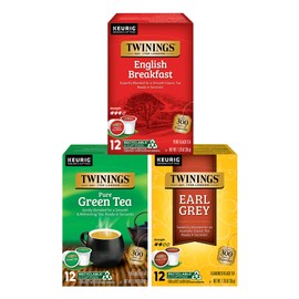 Twinings K-Cup Pods Variety Pack, Includes English Breakfast, Earl Grey, and Green for Keurig and Single Cup Brewers, 12 Count (Pack of 3), Enjoy Hot or Iced | Packaging May Vary