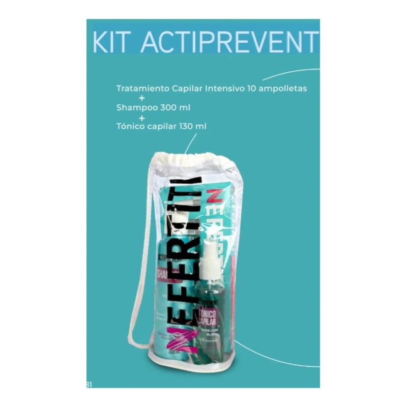 Kit Anticaída Actipreven Shampoo Tónico Ampolletas Nefertiti