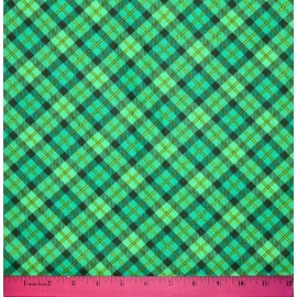 St Patricks Day Fabric - HALF YARD - Quilting - 100% Cotton Plaid Tartan Green