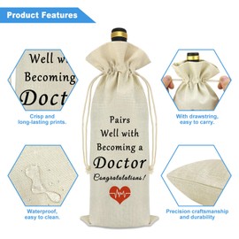 Doctor Gifts for Men Women Doctor Wine Bag Future Doctor Gift New Doctor Gift Doctor Retirement Gift Birthday Christmas Medical Graduation Thanksgiving Day Gift for Doctor Decorations Wine Bottle Bag