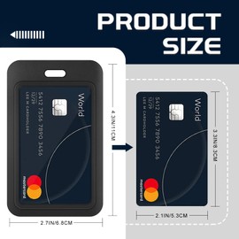 3 Pack Sliding ID Badge Holders Black Plastic Vertical ID Card Holder Hard ID Card Case Protector with Clear Window for Office, School, Conference