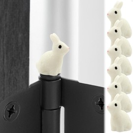 Mini Rabbit Hinge Heads Decorative Topper Set of 6 - Cute Animals Hinge Head Topper - Magnetic Door Hinge Caps for Home Decor