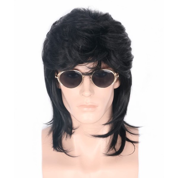LeMarnia Men's 80s Mullet Wig Rocker Punk Pop Star Wig