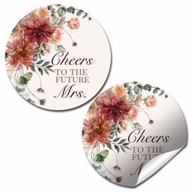 Rustic Fall Floral Bridal Shower Stickers – 40ct 2" Cheers to The Future Mrs. Labels – Autumn Wedding Favor Tags, Gift Bag & Envelope Seals by AmandaCreation