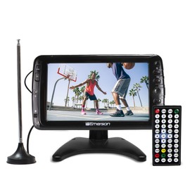 Emerson 7" Portable TV LCD Monitor – Rechargeable Battery Operated with Digital Tuner, HDMI/USB/AV Input, AC/DC, Remote, Stand – Small Travel TV for Car, Camping, Kids