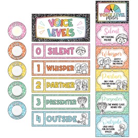 Epakh 22 Pcs School Push LED Light and Voice Level Chart Poster Composition Notebook Classroom Decor Button Lights Noise Level Monitor Rules Sign for Classroom Teachers Back to School Supplies