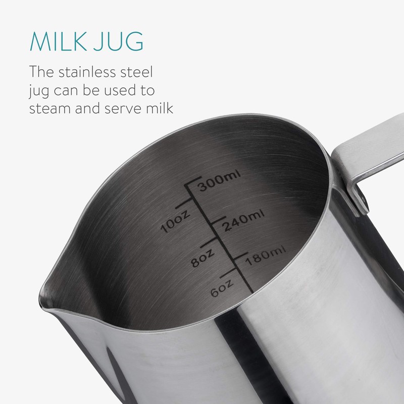 Navaris Coffee Tamper Set - Milk Jug and Stainless Steel