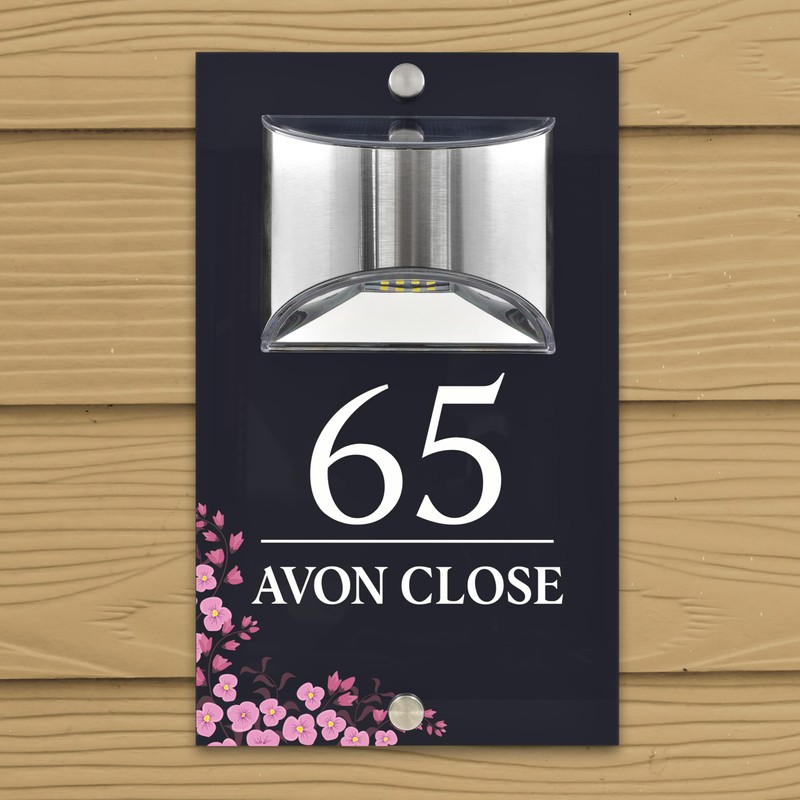 Custom Signs Solar Illuminated Modern Anthracite House Number Sign 24cm