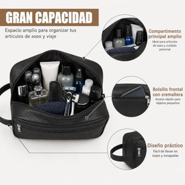 NIAWEA 2pzs Neceser Hombre, Neceser de Viaje con Manija, Neceser Piel para Hombre y Mujer, Organizador de Viaje de Baño con Cremallera Suave, Multifun