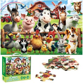 BenBen Floor Puzzles for Kids, Farm Animals Puzzles for Kids Ages 4-6, 48 Piece Large Jigsaw Puzzles for Toddlers, 35.5” x 23.5”, Birthday Gift for Girls Boys