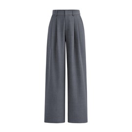 PRETTYGARDEN Women's Summer Work Pants Elastic High Waisted Straight Leg Business Casual Dressy Trousers Slacks with Pockets (Dark Grey,Small)