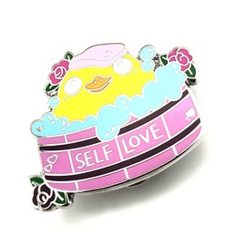 Self Love Cute Duck Bubble Bath Metal Enamel Self Esteem Acceptance Pink Pin Badge