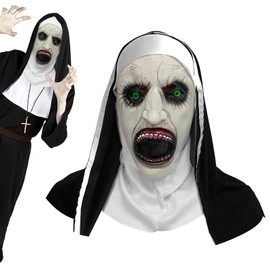 Máscara Halloween, Disfraz Halloween Monja Realista, Máscara de Terror de Látex Cuentan con Diseño Ventilación Científica, para Halloween, Carnaval, Cosplay y Fiestas