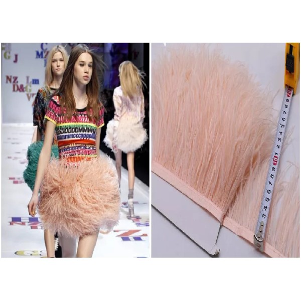 Feather Paradise Blush Pink Ostrich Feather Trims Fringes Sewn on