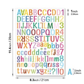 12 Sheets Letter Stickers, 1512 Alphabet Stickers,1 inch Vinyl Self-Adhesive Sticker Letters, DIY Crafts Art Making, Mailbox Numbers Labels,Decals for Sign, Notebook, (Multicolor)