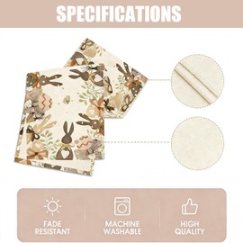 Egg Rabbit Bunny Happy Easter Table Runner, 13 x 72 Inch Spring Summer Seasonal Holiday Kitchen Dining Table Decoration for Indoor Outdoor Home Party Decor