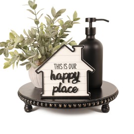 LITIVY Wooden Tray for Home Decor, Farmhouse Decor Round Wood Tray, Decorative Tray for Living Room Decor Coffee Table Decor Kitchen Table Decor or House Decor (Black)