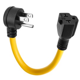 [4-in-1]12AWG Right Angle 15 Amp Household AC Plug to 20 Amp T Blade Adapter Cable 1 Feet,90 Degree 15A 125V to 20A 250V Power Extension Cord Converter, Nema 5-15P to 5-15R/5-20R, 5-15P to 6-15R/6-20R