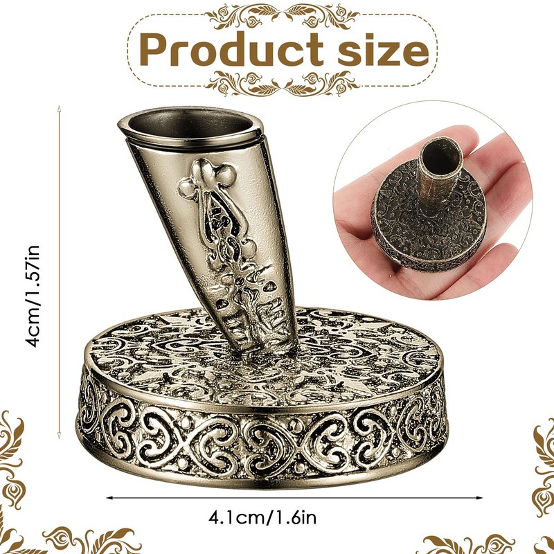 2 Pieces Vintage Round Metal Feather Pen Holder Insertion Pen