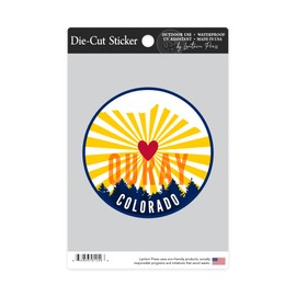 Die Cut Sticker Ouray, Colorado, Heart and Butte Mountain, Contour Vinyl Sticker 3 to 6 inches, (Waterproof Decal for Cars, Water Bottles, Laptops, Coolers), Large