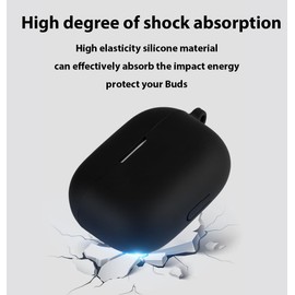 USTIYA Funda para Realme Buds T300 Case Silicona Protectora de Cover Carcasa Antigolpes con Llavero Mosquetón Accesorios de Auriculares (Negro)