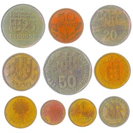 Portugal 10 Mixed Coins | Escudos | Centavos | Christ Cross | Sailing Ship | Since 1969