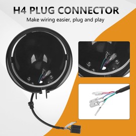 Chelhead 14.6cm Led Motorrad Scheinwerfer mit H4-Kabelbaum 14.6CM LED Scheinwerfergehäusehalterung Kompatibel mit den meisten Harley Softail Sportster XL1200 XL883 Dyna Customs Choppers