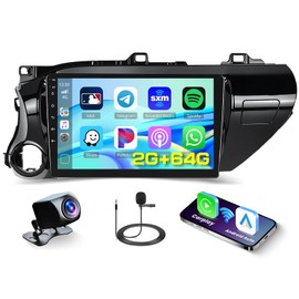 2+64G Hikity for Toyota Hilux 2015-2020 Android Car Stereo, 10.1 Inch Touchscreen Radio with Wireless Carplay Android Auto, WiFi GPS Navigation Bluetooth DSP FM RDS EQ + Backup Camera