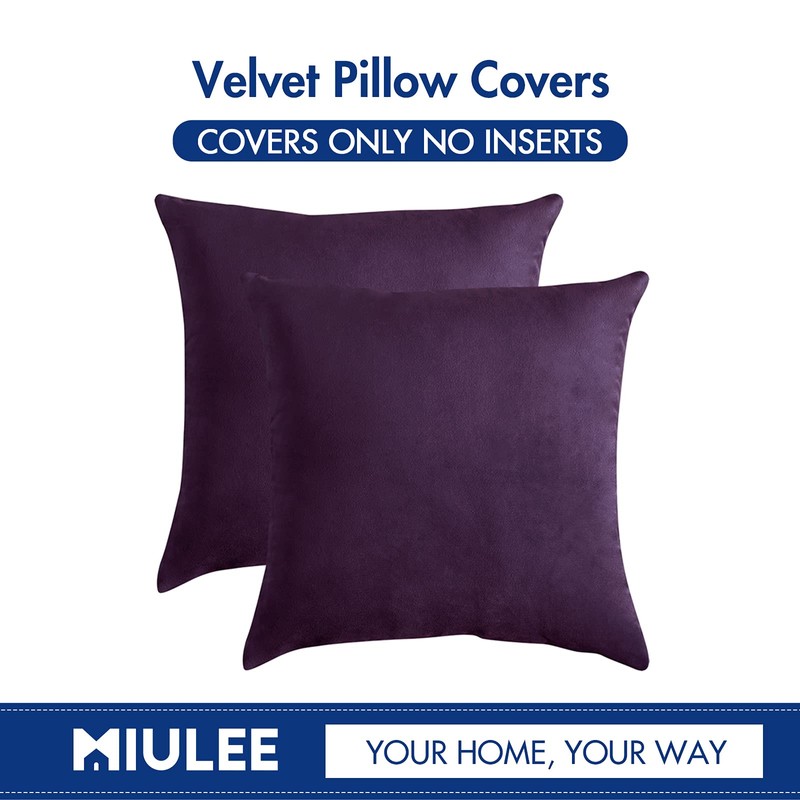 MIULEE Pack of 2 Velvet Soft Solid Decorative Square Throw