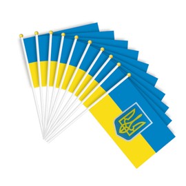 10 PCS Handheld Ukraine Flags,8.5×5.5 Inch Ukrainian BannerFor Indoor Outdoor Parade