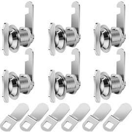 Thumb Operated Offset Cam Lock, 5/8" Cylinder Fits on 3/8" Max Door Thickness, Non-Locking Cam Lock for RV Compartment Storage Door, Cabinets, Drawers (5/8 Inch 6Pack) Silver