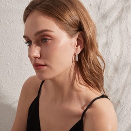 18 Carat Plated Hoop Earrings Silver Women's Earrings S925 Sterling Silver Hoop Earrings with Zirconia Multiple Sizes, Silver, Gold, Rose Gold Colours, Silver