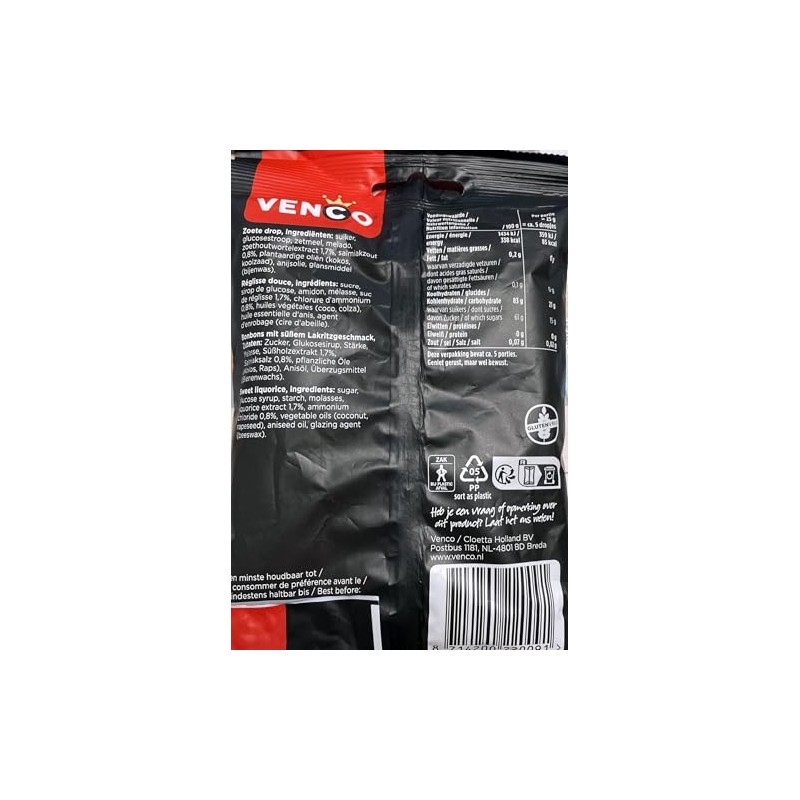 Venco NL Drop Dutch Black Licorice Soft Sweet 120g 4.23