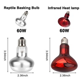 DXOPHIEX Nano Reptile Heat Lamp Fixture, Dual Reptile Light Fixture with 60W Basking Bulb & Infrared Bulb for Bearded Dragon, Turtles, Snake and Lizard Terrarium