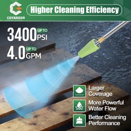 Coyardor Pressure Washer Turbo Nozzle, 360° Rotating Power Washer Tips with 1/4" Quick Connect Replacement For Ryobi, Simpson, Karcher, Greenworks, and More, Green (3400 PSI, 4.0 GPM)