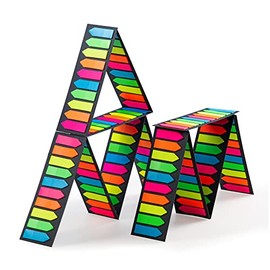 Golcellia Fluorescent Translucent Sticky Note Flags, 2400 Pcs Total, Pack of 10 Color Tabs, Arrow Sticky Notes, Page Flag Markers, Arrow Index Tabs