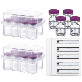 Threlaco 20 Pcs 1ml Sealed Sterile Empty Vials with Self Healing Injection Port Glass Penicillin Bottle with 20 Label Stickers(Purple)