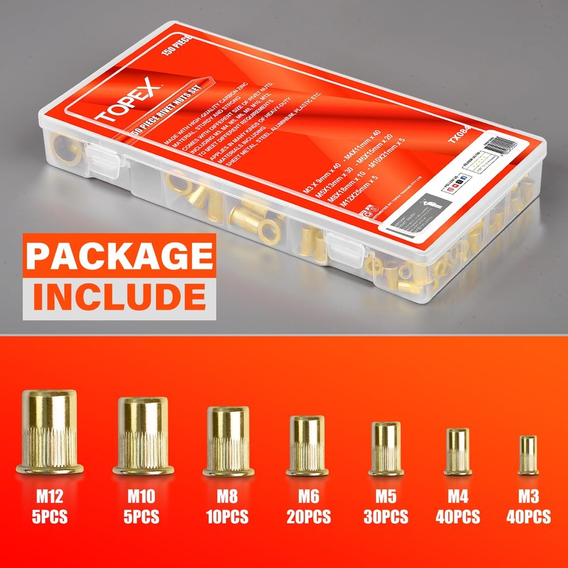 TOPEX Rivet Bolt Steel Rivets Tool Zinc Plated Steel Flange