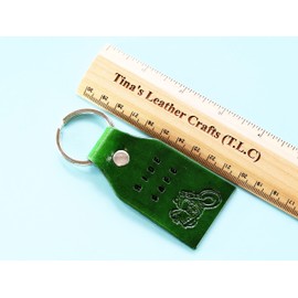 Handmade Green Ride Safe Motorbike Motorcycle Leather Keyring