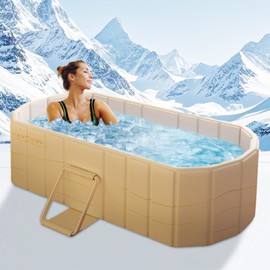 jessie 59" Portable Ice Bath Tub for Adults, Cold Plunge tub for Athletes, Inflation-free Foldable Bathtub, Insulated Hot Tub for Bathtub Showers, Indoor & Outdoor