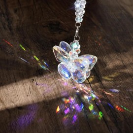 Amabro Crystal Glass Butterfly Car Mirror Decor Hanging, 28cm x 20cm x 4.7cm x 3.5cm