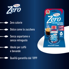 Eridania Zero - Dolcificante Liquido, Comodo Flaconcino da Portare con Te, 500 Dosi, 2 Gocce Equivalgono ad 1 Dose, Comodo Tappo Salvagocce Apri&Chiudi Integrato, 50 ml, 1 pezzo