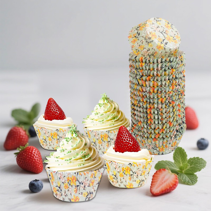 SKIDEC Floral Standard Cupcake Liners 400 Count Paper Baking Cups