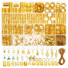 Pack of 285 Jewellery Hair Spiral Clips, Golden Hair Accessories for Braids, Dreadlock Hair Accessory Set, Accessories for Hair Braids, for Decorating Women's and Men's Hair