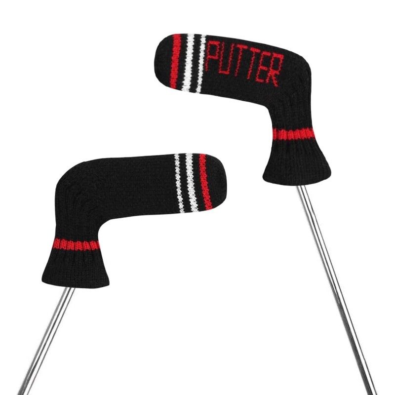 Black Warning Golf Blade Putter Cover,1 Piece in Pack, Double