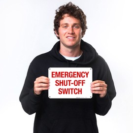 Sigo Signs, Emergency Shut-Off Switch Sign, 10x7 Inches, Rust Free .040 Aluminum, Fade Resistant, Indoor/Outdoor Use, Made in USA