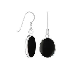 Tuscany Silver Women's Sterling Silver 11 x 14 mm Oval Black Onyx Drop Earrings